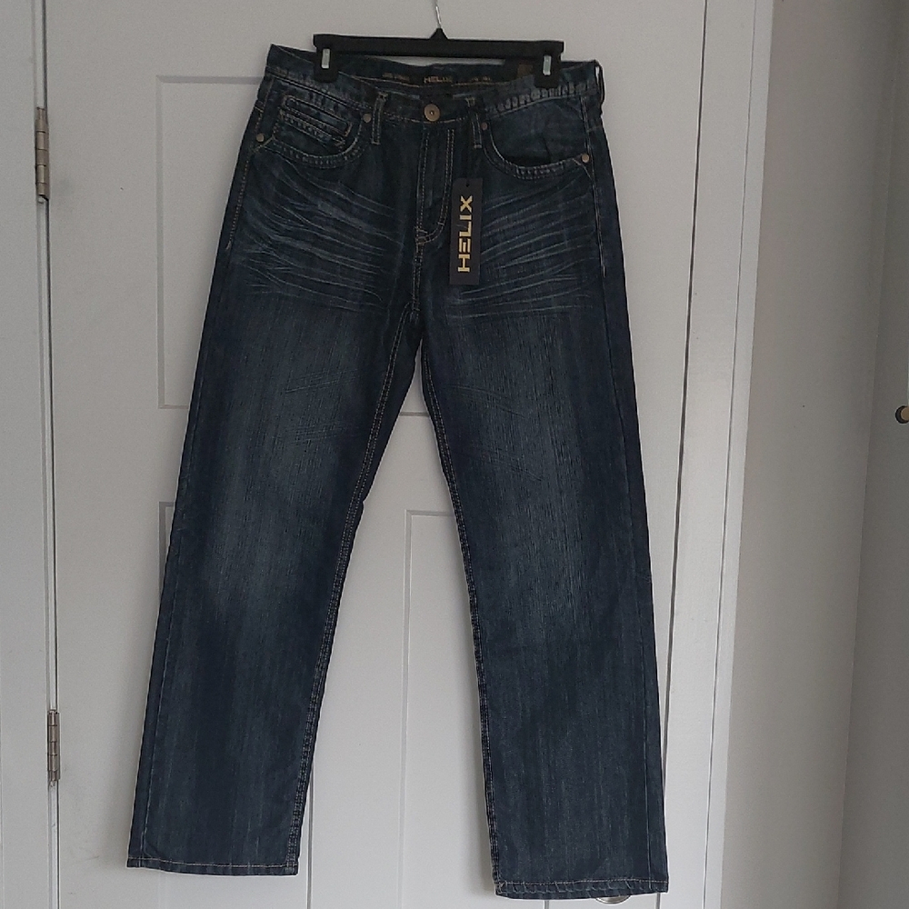 Helix Men's Dark Blue Straight Jeans
